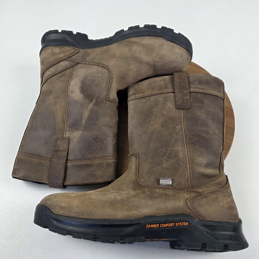 Danner Crafter Wellington Boots Mens Size 11 EE Brown Leather Pull On Work 12453 - Picture 12 of 15